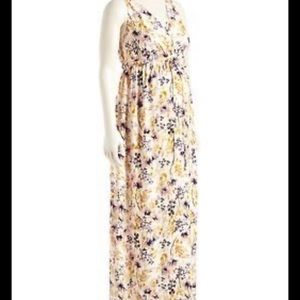 Old Navy Maternity floral maxi dress purple yellow white XL